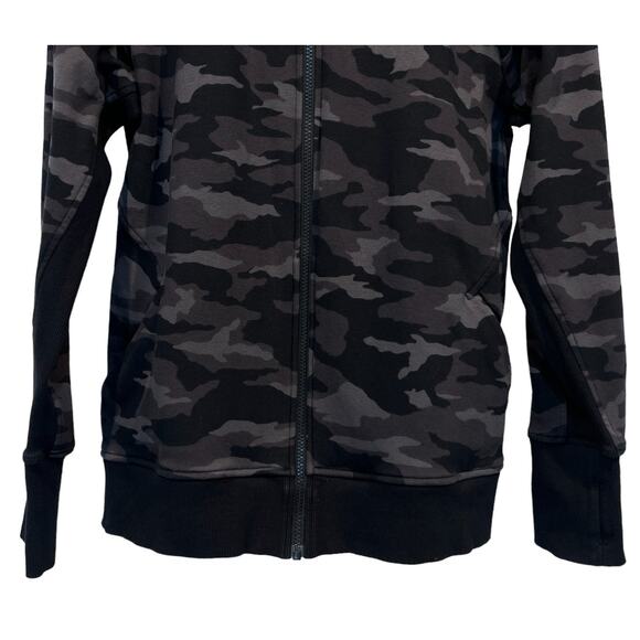 ATHLETA Wmns XL Triumph Printed Full Zip Jacket Black Camo Gym Sport Sweatshirt - Picture 6 of 15